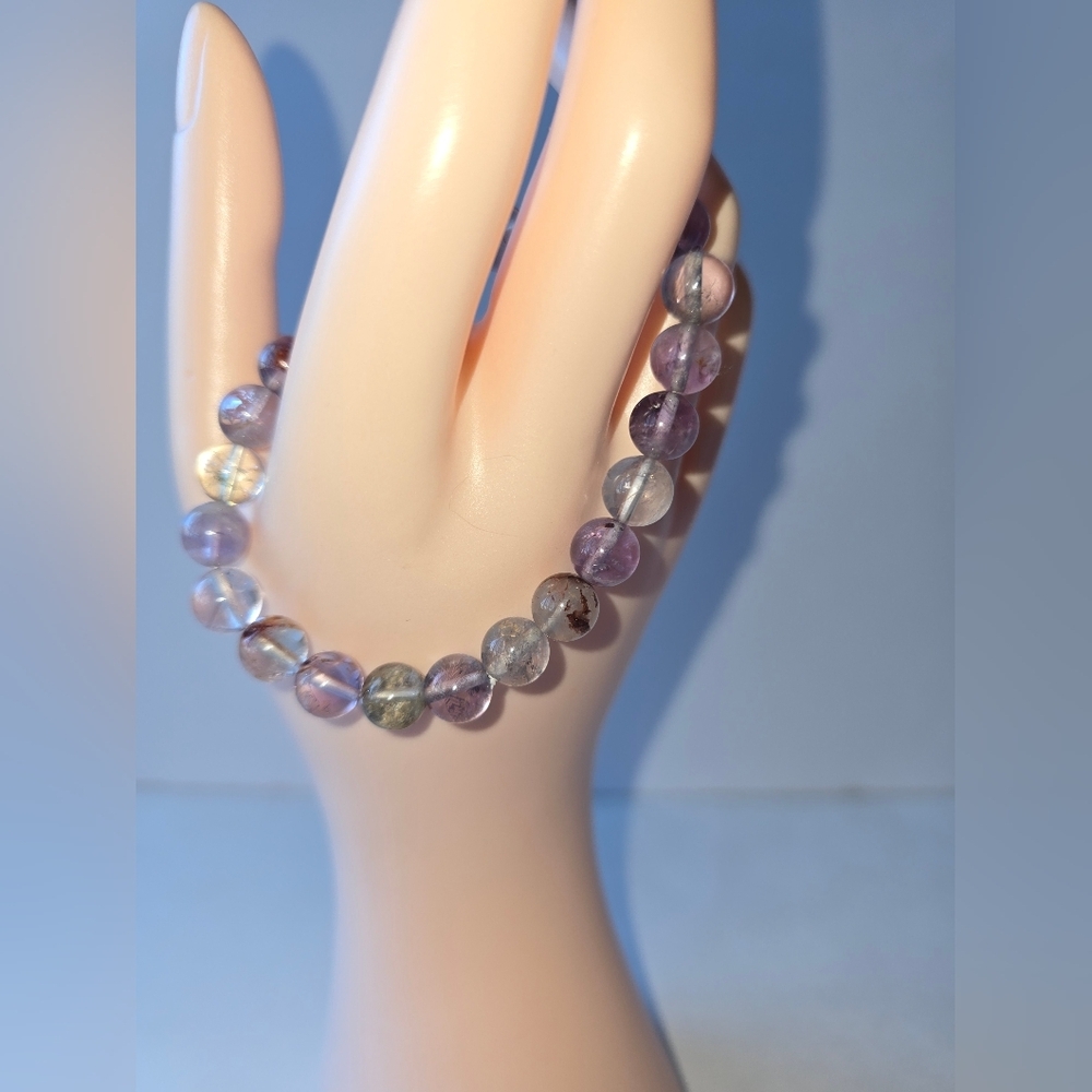 8mm Super Seven Natural Purple Phantom Ghost Quartz